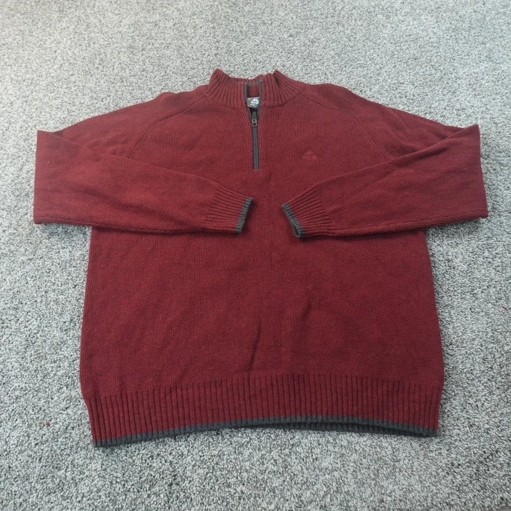 VTG Nike Sweater Mens XL Red ACG Lambswool Knit 1/4 Zip Mock‎ Neck Pullover Y2K